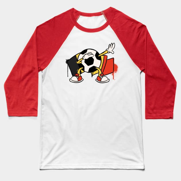 Dabbing Soccer Ball Cartoon Belgium Belgian Flag Football Baseball T-Shirt by Now Boarding